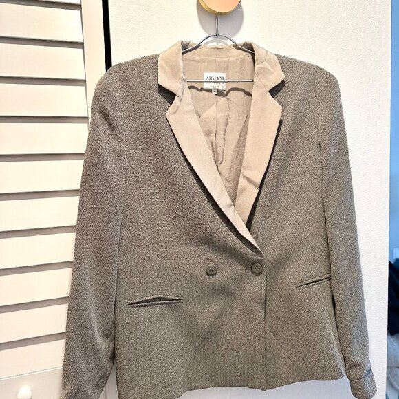 Vintage Armani Collezioni Gray Taupe Blazer Worn 1x Size EU 46 / US L - Picture 3 of 11